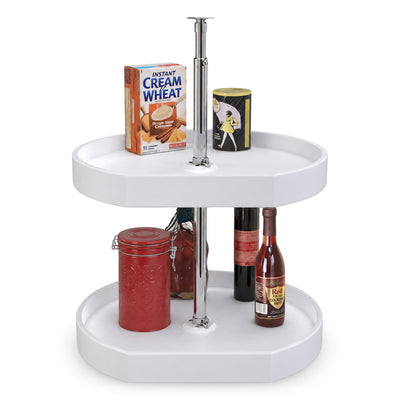 Rev-A-Shelf 20" Lazy Susan D-Shaped Cabinet Polymer Two-Tier, White, 7012-20-11-52