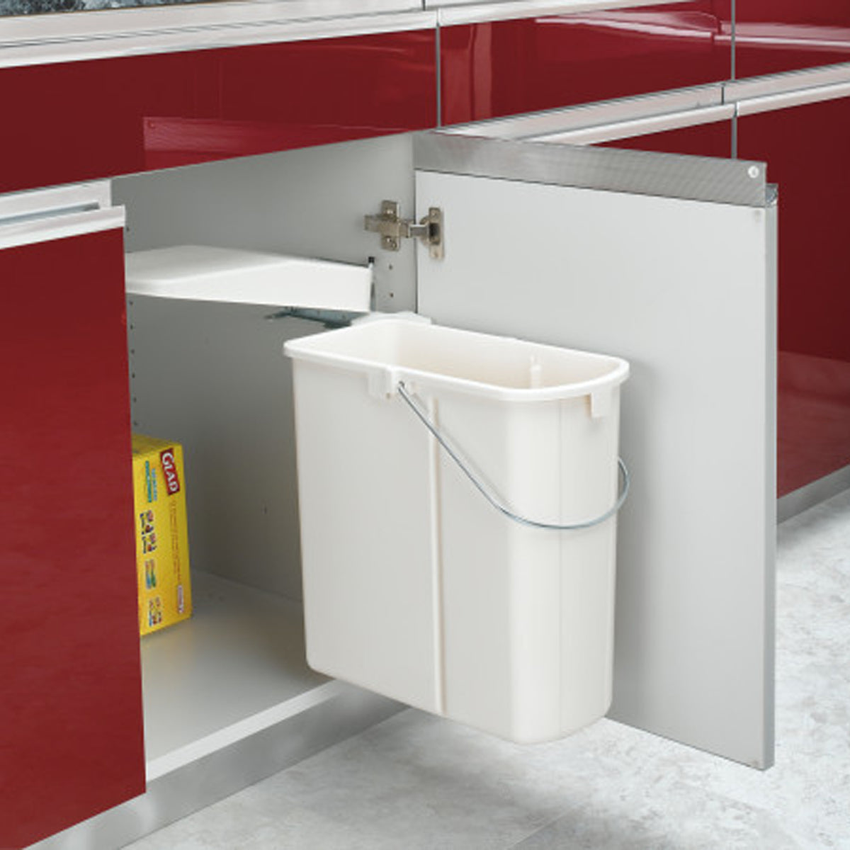 Rev-A-Shelf 8-700411-20 20 Liter Under Sink Pivot Out Waste Container, White