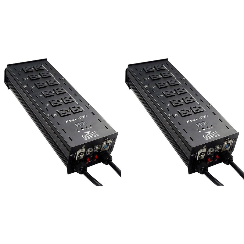 Chauvet DJ Pro D6 6-Channel DMX-512 Dual 20A Dimmer Switch Relay Pack (2 Pack)