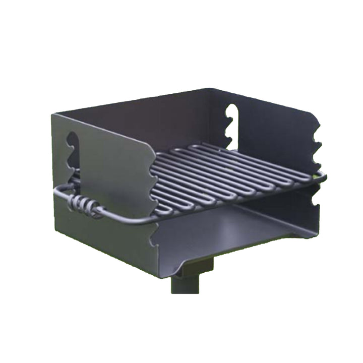 Pilot Rock Park Style Steel BBQ Charcoal Grill and Post, Black (For Parts)
