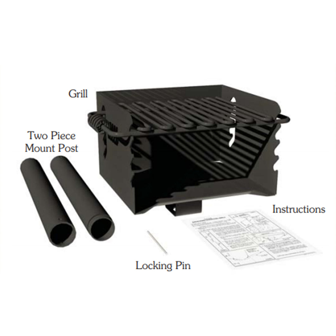 Pilot Rock CBP-135 Park Style Outdoor BBQ Charcoal Grill with Swivel, 3 Pack - VMInnovations