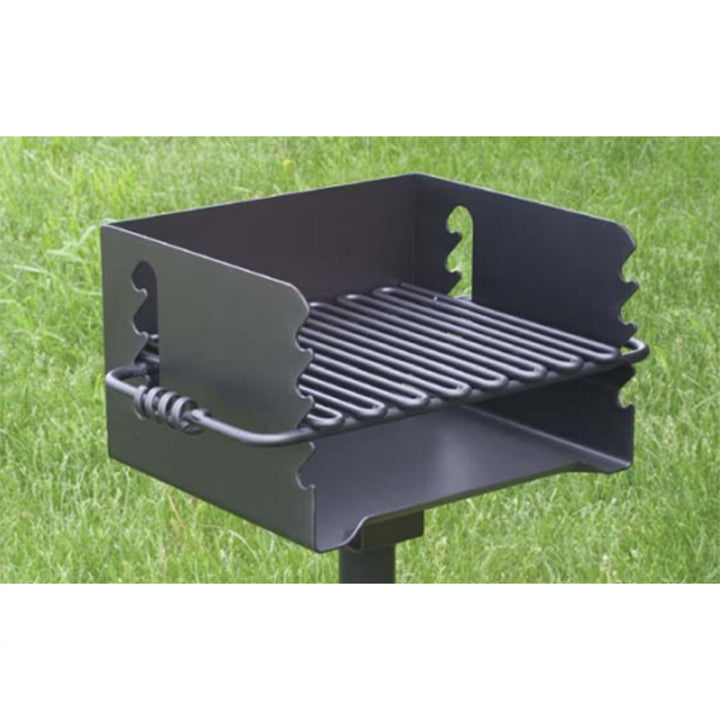 Pilot Rock Park Style Steel BBQ Charcoal Grill and Post, Black (For Parts)