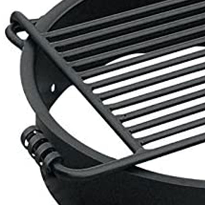 Pilot Rock 24 Inch Steel Ground Fire Pit Ring and Metal Cooking Grate, Black