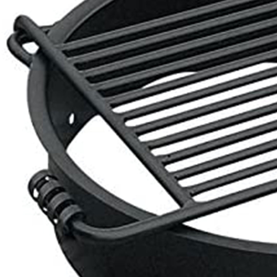 Pilot Rock 24 Inch Steel Ground Fire Pit Ring and Metal Grate, Black (Open Box) - VMInnovations