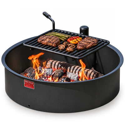 Pilot Rock 30.5" Steel Ground Fire Pit Ring and Metal Cooking Grate (Open Box)