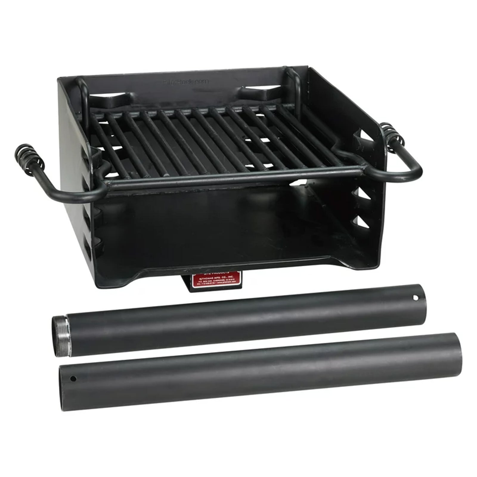Pilot Rock H-16 B6X2 Park Style Steel Outdoor BBQ Charcoal Grill and Post, Black - VMInnovations