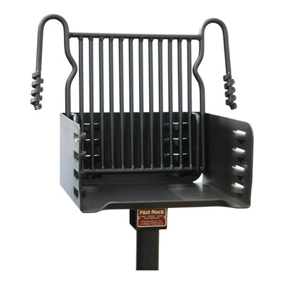 Pilot Rock Park Style Steel Outdoor BBQ Charcoal Grill and Post Black(For Parts)
