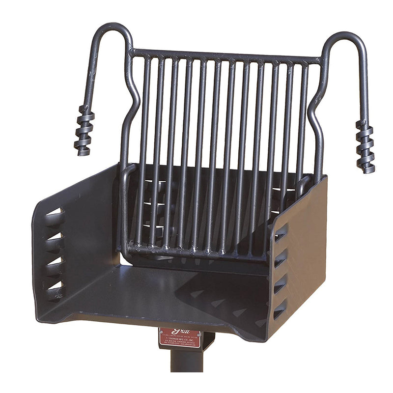 Pilot Rock H-16 B6X2 Park Style Steel Outdoor BBQ Charcoal Grill and Post, Black