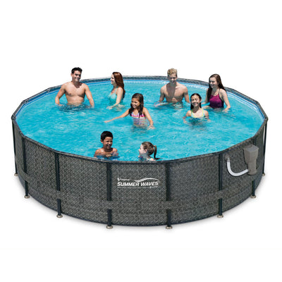 Summer Waves P4A01648B Elite 16ft x 48in Above Ground Frame Swimming Pool Set