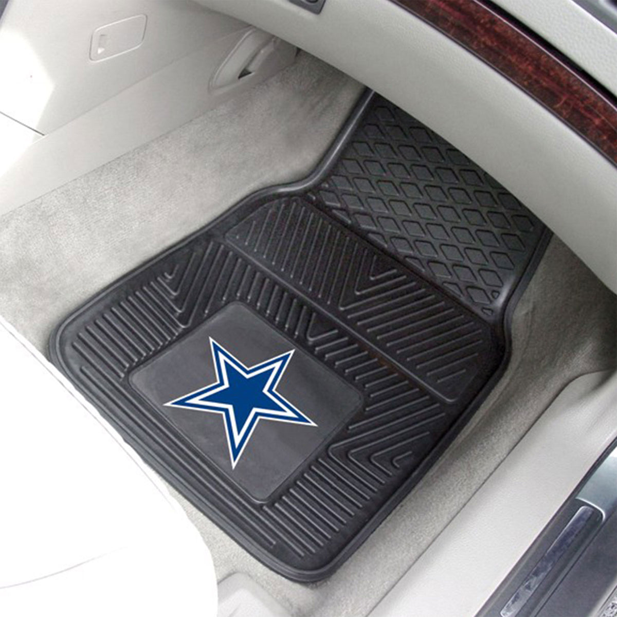 Fanmats 27 x 17" Vinyl Front Car Floor Mat 2 Piece Set, Dallas Cowboys(Open Box)