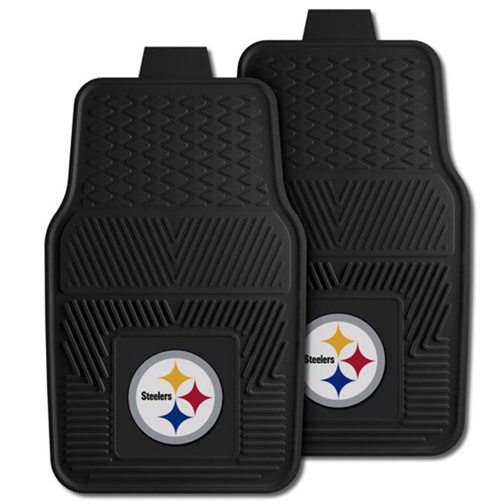 Fanmats 27x17in Vinyl Front Car Floor Mat 2 Piece Set, NFL Pittsburgh Steelers