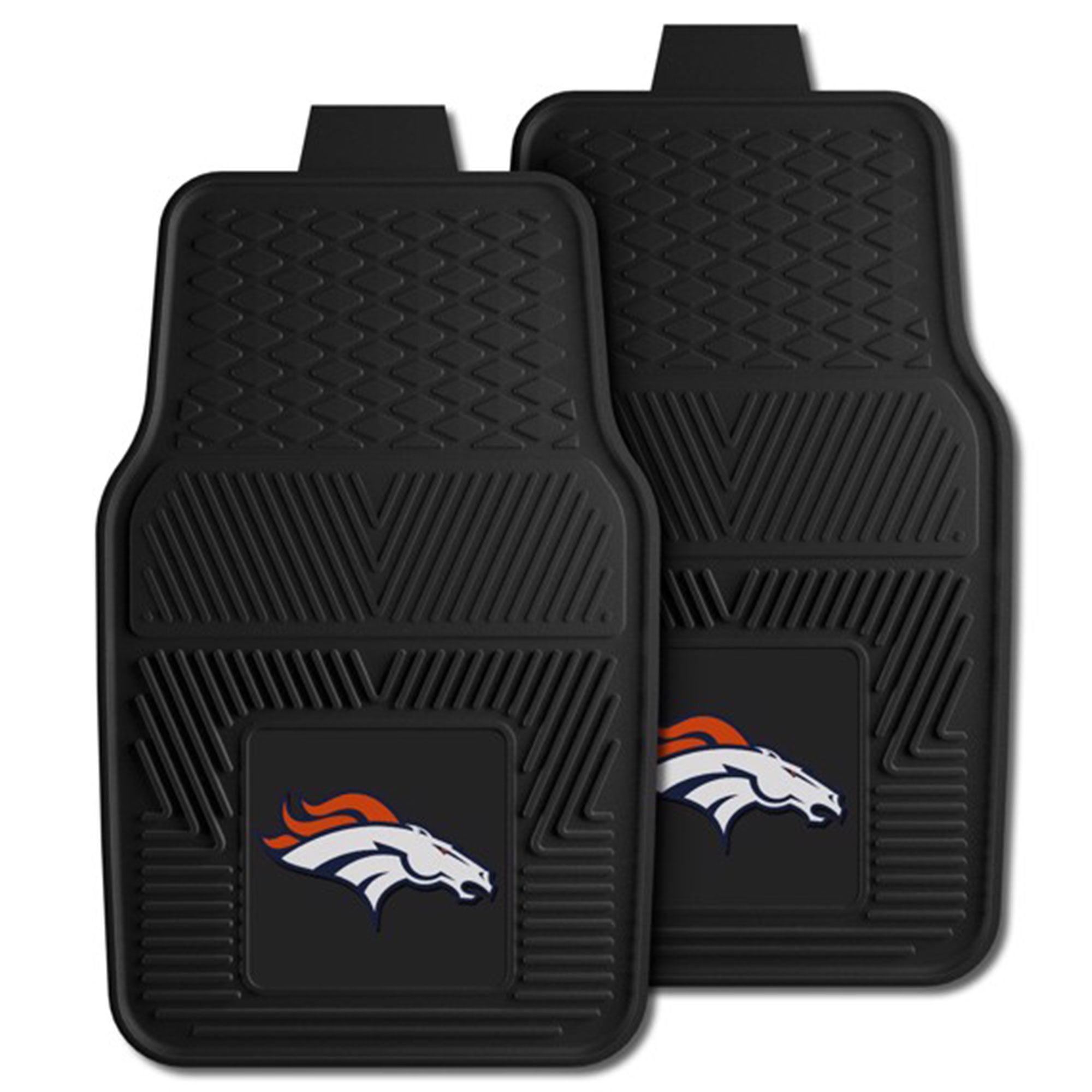 Fanmats 27 x 17 Inch Vinyl Front Car Floor Mat 2 Piece Set, NFL Denver Broncos - VMInnovations