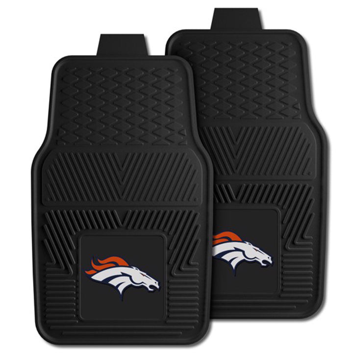 Fanmats 27 x 17 Inch Vinyl Front Car Floor Mat 2 Piece Set, NFL Denver Broncos