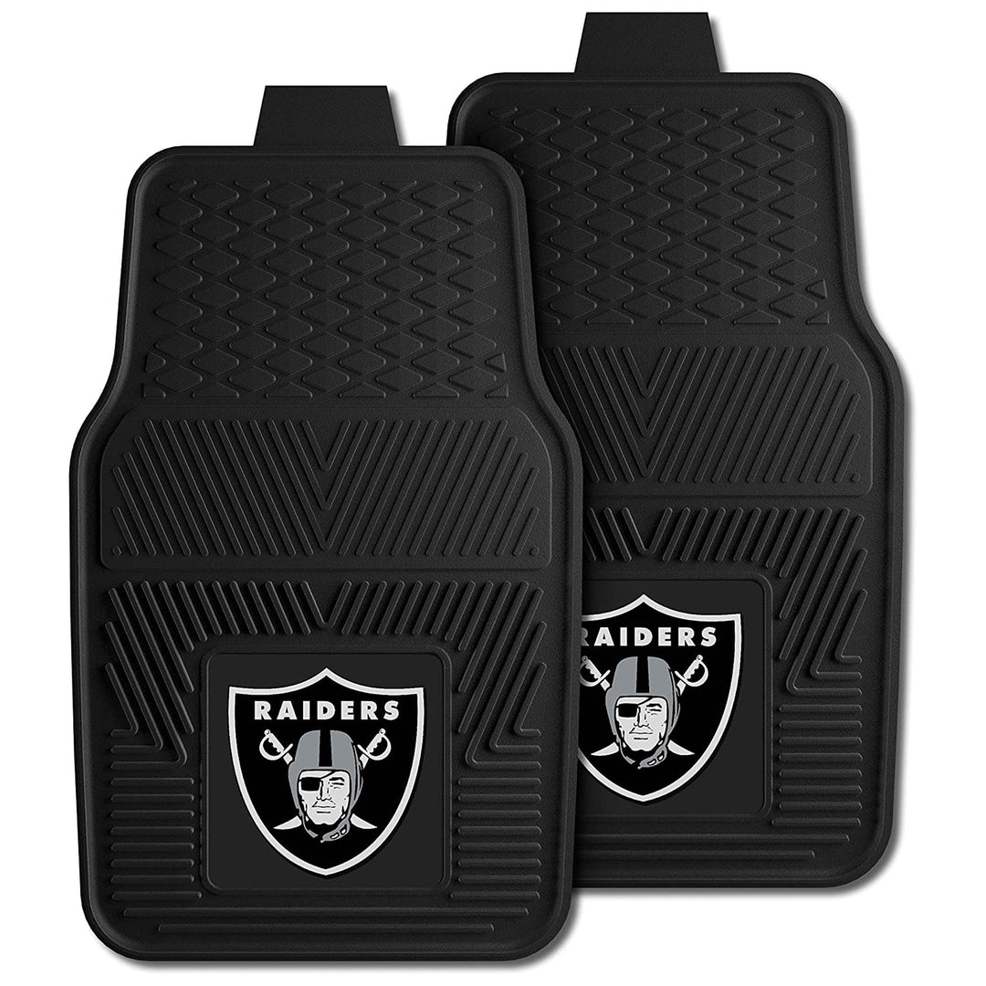 Fanmats 27x17 Inch Vinyl Front Car Floor Mat 2 Piece Set, NFL Raiders (Open Box)