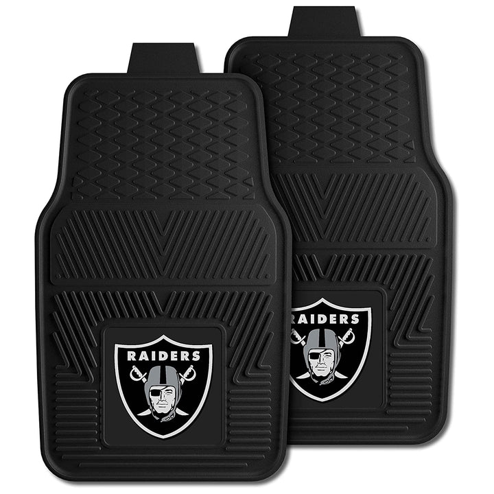 Fanmats 27x17 Inch Vinyl Front Car Floor Mat 2 Piece Set, NFL Raiders (Open Box)