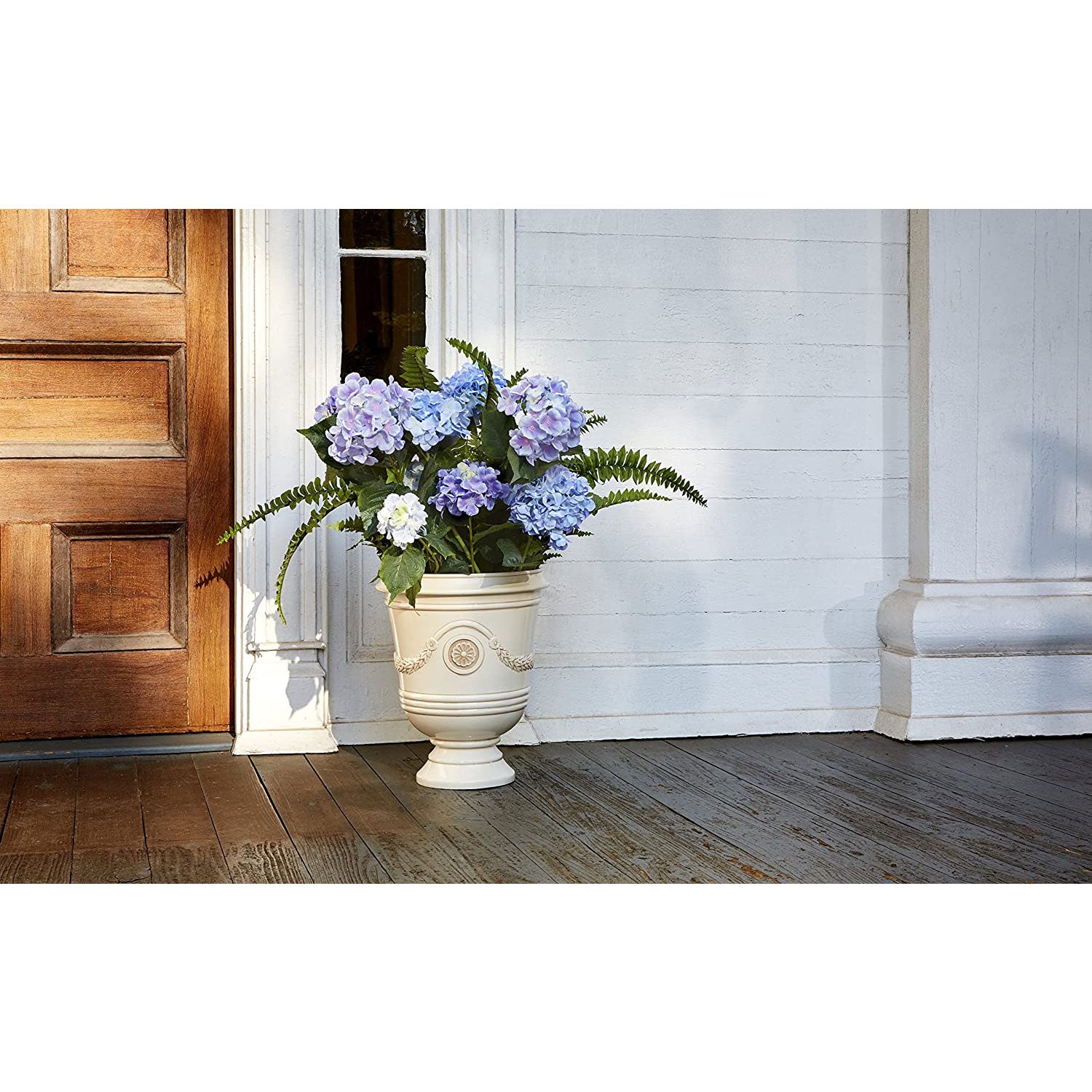 Southern Patio Porter 15 Inch Diameter Resin Outdoor Pot Planter, Ivory White - VMInnovations
