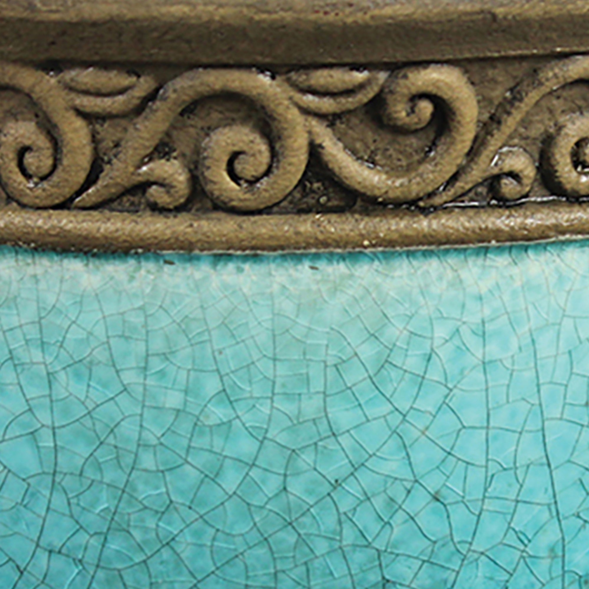Southern Patio Cadiz 8" Crackled Ceramic Planter Pot w/ Saucer, Teal (Open Box)