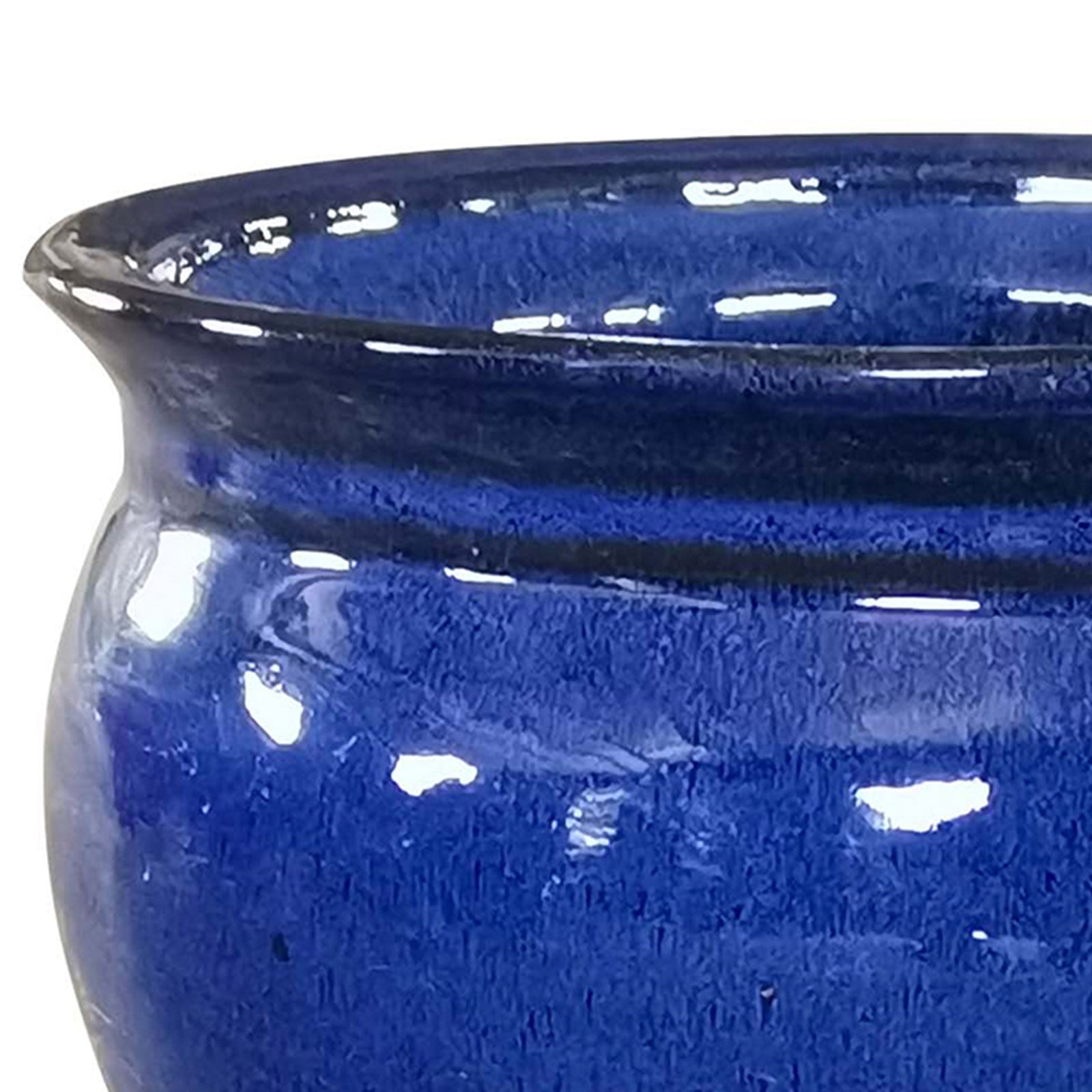 Southern Patio Wisteria 12 Inch Diameter Ceramic Planter Pot with Saucer, Blue - VMInnovations