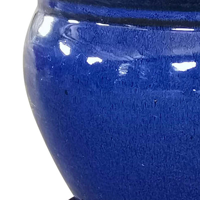 Southern Patio Wisteria 12 Inch Diameter Ceramic Planter Pot with Saucer, Blue - VMInnovations