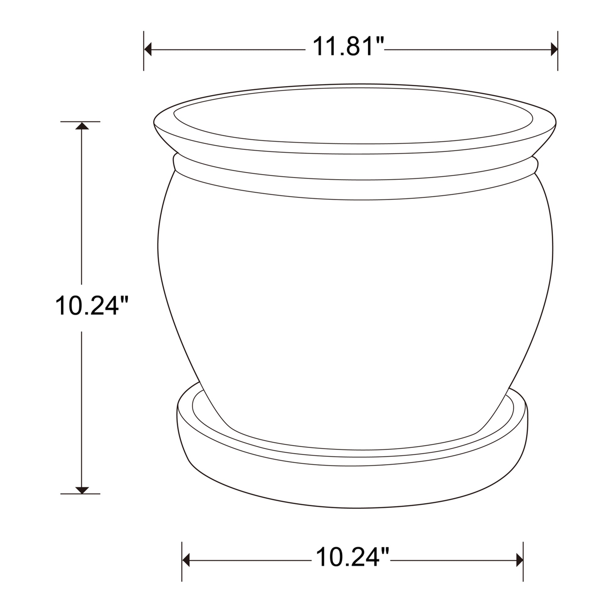 Southern Patio Wisteria 12 Inch Diameter Ceramic Planter Pot with Saucer, Blue - VMInnovations