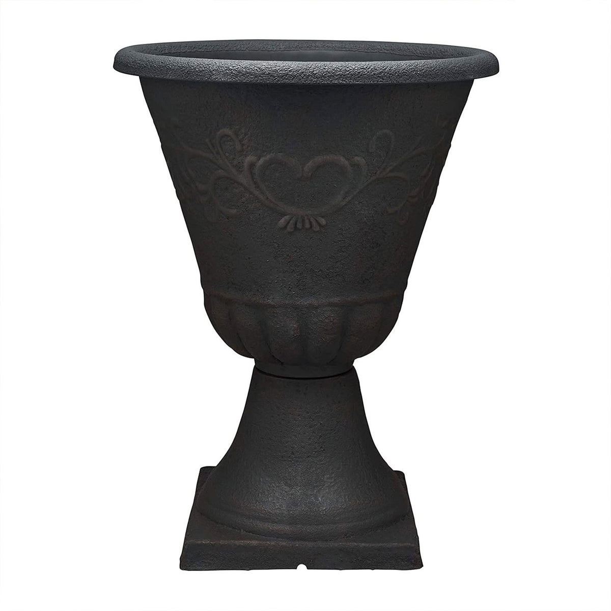 Southern Patio 16 Inch Resin Stone Sonoma Urn Tall Planter, Rust Brown (2 Pack)