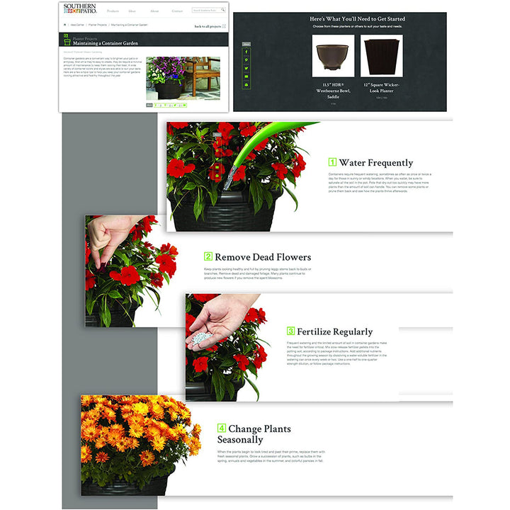 Southern Patio Sonoma Urn 16 Inch Diameter Resin Stone Tall Planter, Rust Brown - VMInnovations