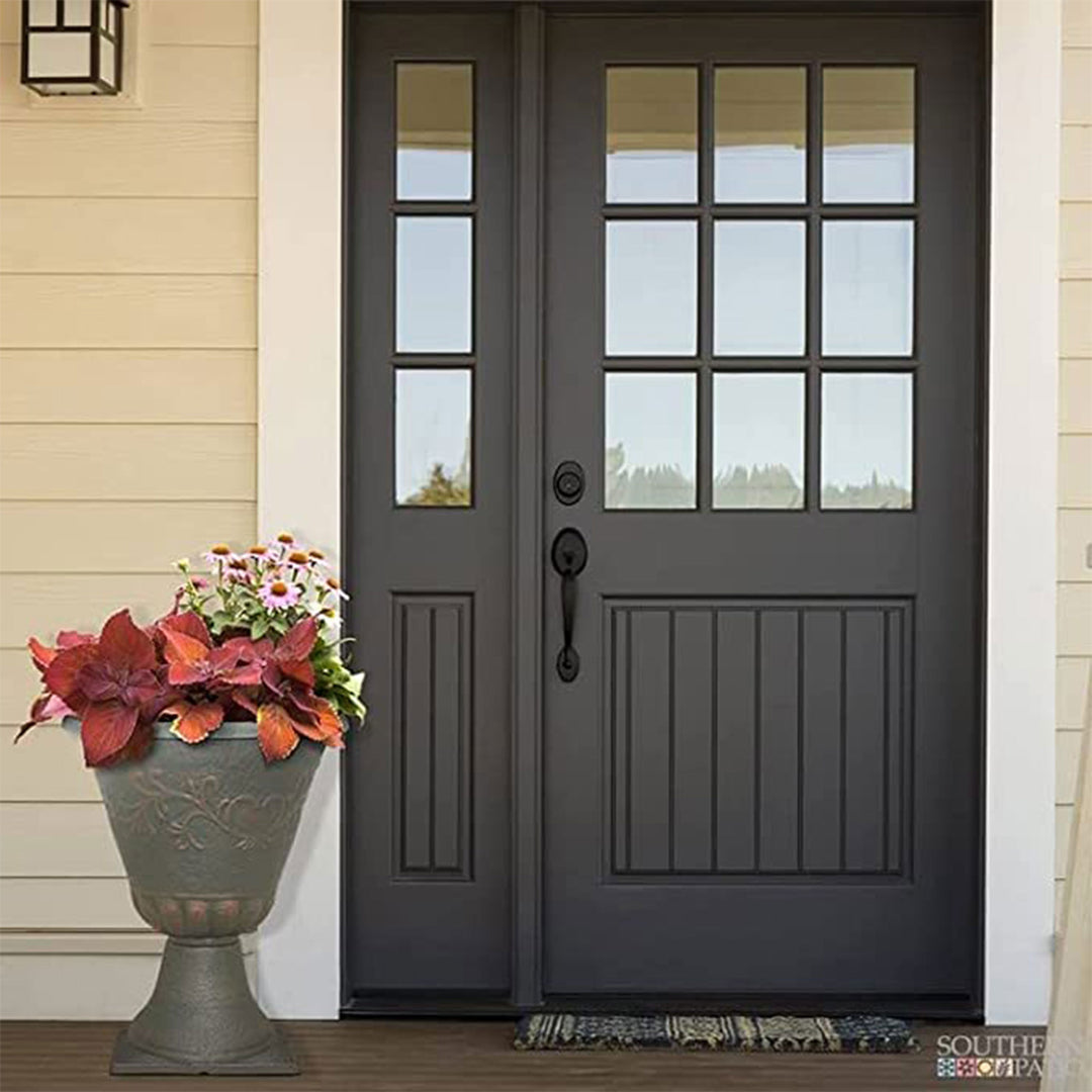 Southern Patio Sonoma Urn 16 Inch Diameter Resin Stone Tall Planter, Rust Brown - VMInnovations