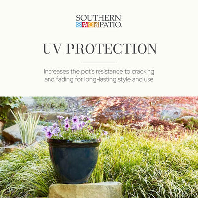 Southern Patio Heritage Outdoor Round Glossy Resin Planter, Monaco Blue (2 Pack) - VMInnovations