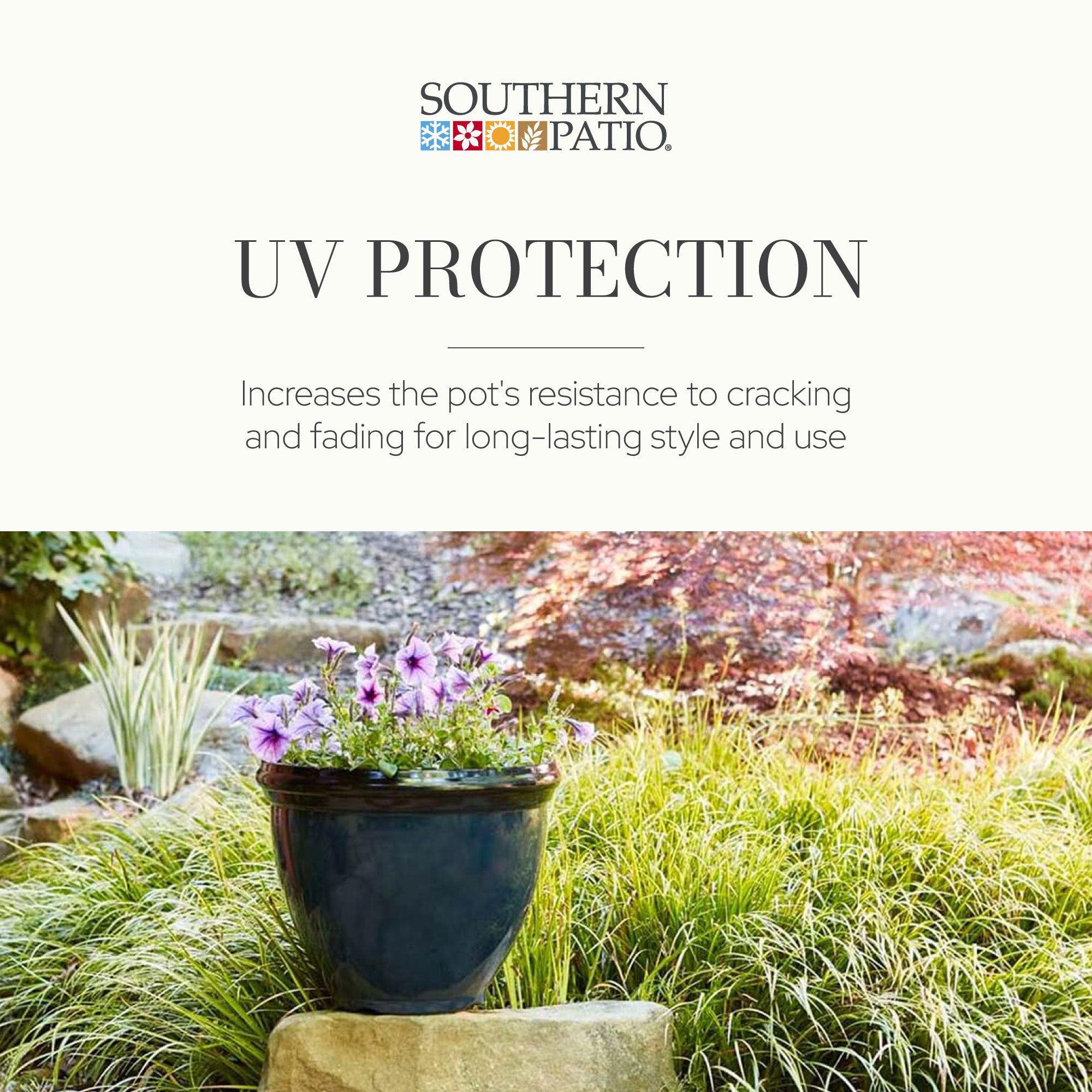 Southern Patio Heritage Outdoor Round Glossy Resin Planter, Monaco Blue (2 Pack) - VMInnovations