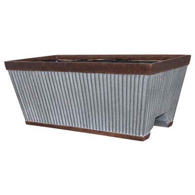 Southern Patio 24" Westlake Deck Rail Garden Resin Planter, Rustic Galvanized - VMInnovations