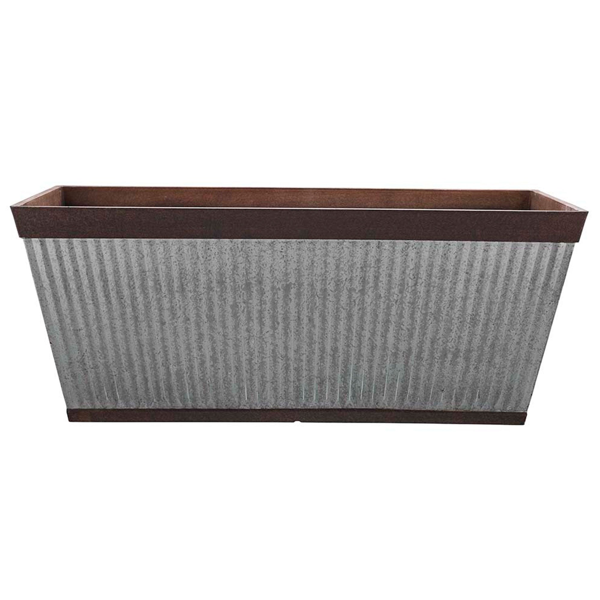 Southern Patio 24" Westlake Deck Rail Garden Resin Planter, Rustic Galvanized - VMInnovations