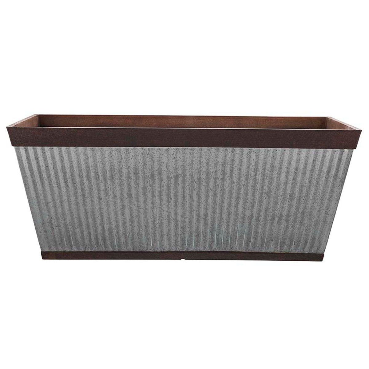 Southern Patio 24" Westlake Deck Rail Garden Planter, Rustic Galvanized (2 Pack)