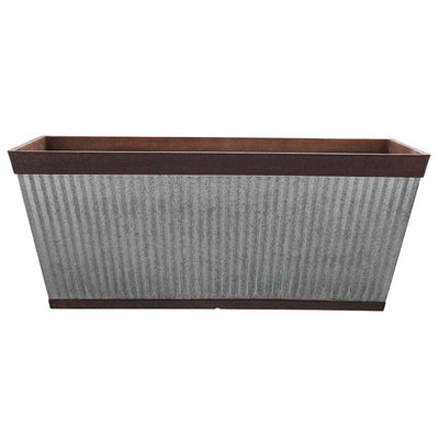 Southern Patio 24" Westlake Deck Rail Garden Planter, Rustic Galvanized (2 Pack) - VMInnovations