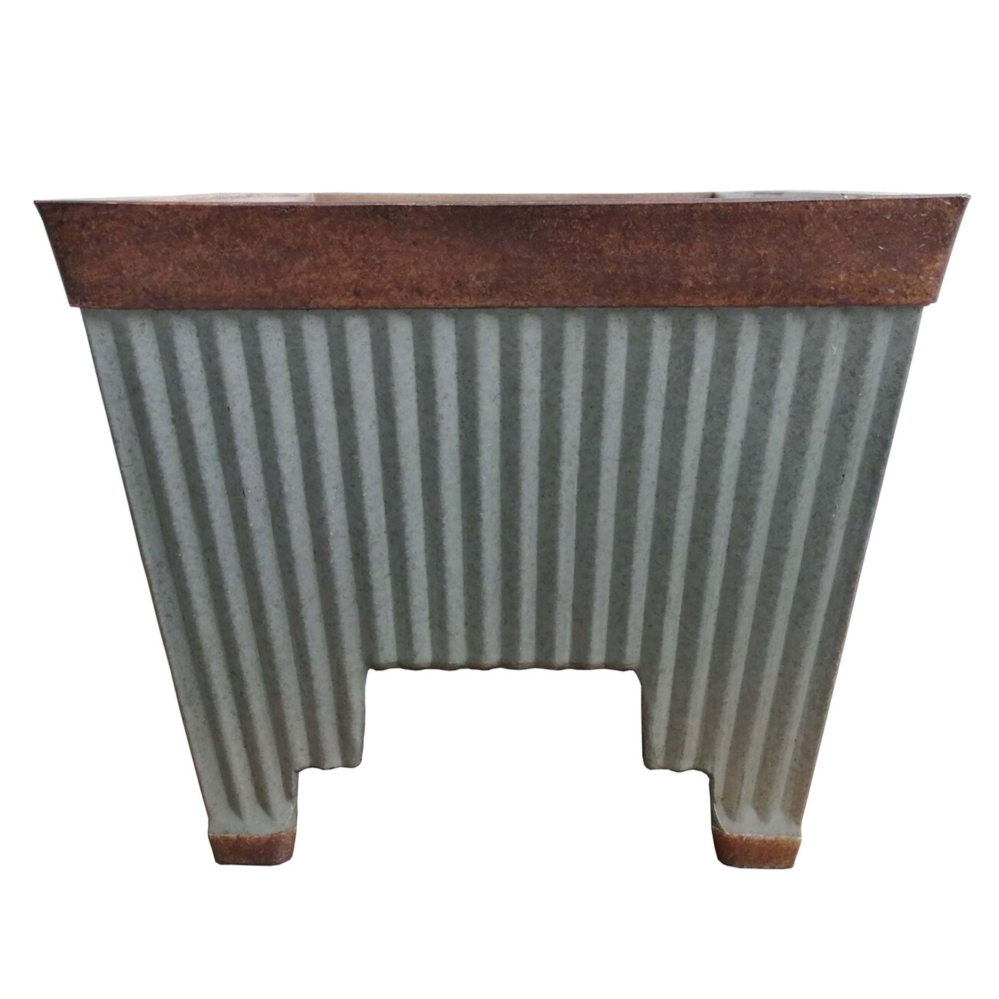 Southern Patio 24" Westlake Deck Rail Garden Planter, Rustic Galvanized (2 Pack) - VMInnovations