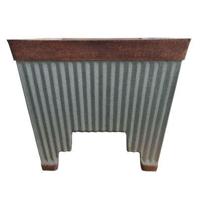 Southern Patio 24" Westlake Deck Rail Garden Planter, Rustic Galvanized (2 Pack) - VMInnovations