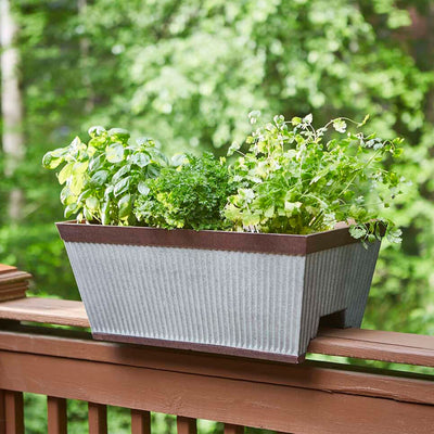 Southern Patio 24" Westlake Deck Rail Garden Planter, Rustic Galvanized (2 Pack) - VMInnovations