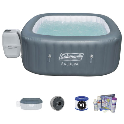 Coleman SaluSpa 4 Person Inflatable Hot Tub with EZ Spa Chemical Balancing Kit