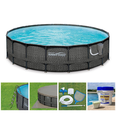 Summer Waves Elite 20ft x 48in Above Ground Frame Swimming Pool Set with Pump