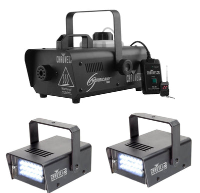 CHAUVET Hurricane 1000 H1000 Fog Smoke Machine + 2 CH-730 LED Mini Strobe Lights