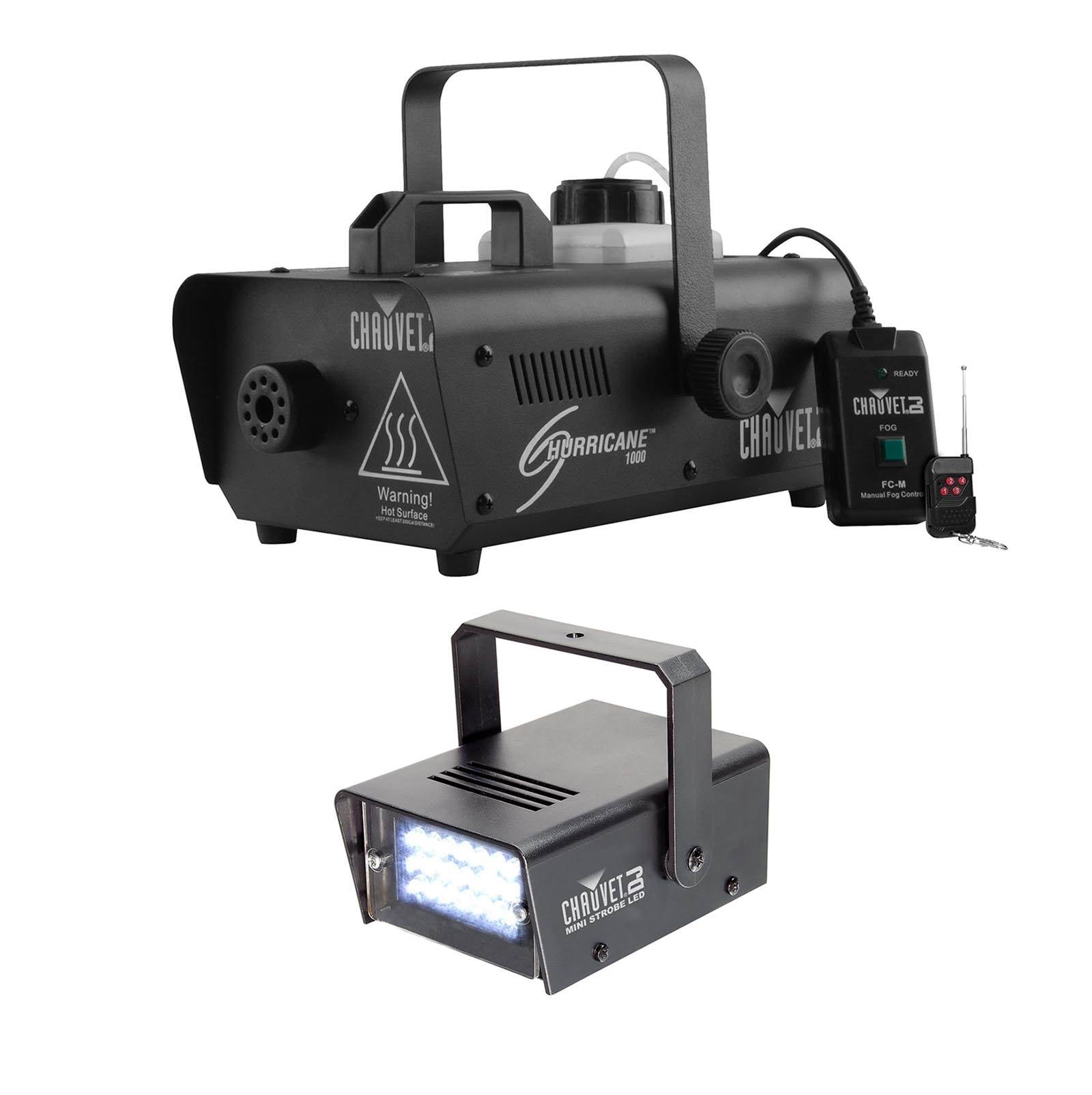 CHAUVET DJ Hurricane 1000 H1000 Fog Smoke Machine w/CH-730 Mini Strobe LED Light