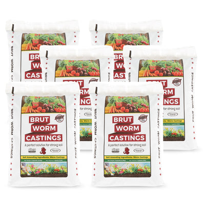 Brut Worm Farms Organic Worm Castings Potting Soil Mix, 5 Pound Bag (6 Pack)