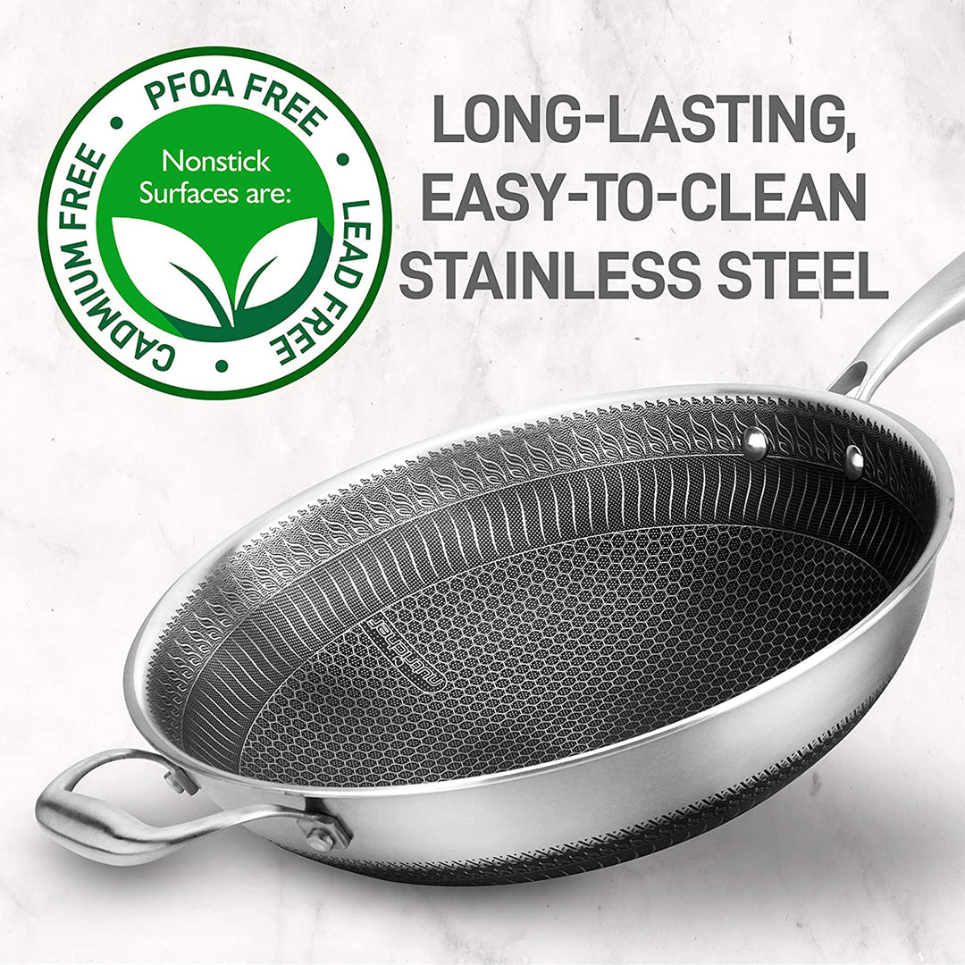 NutriChef 8 Piece Nonstick Stainless Steel Kitchen Cookware Pan Set with Lids - VMInnovations