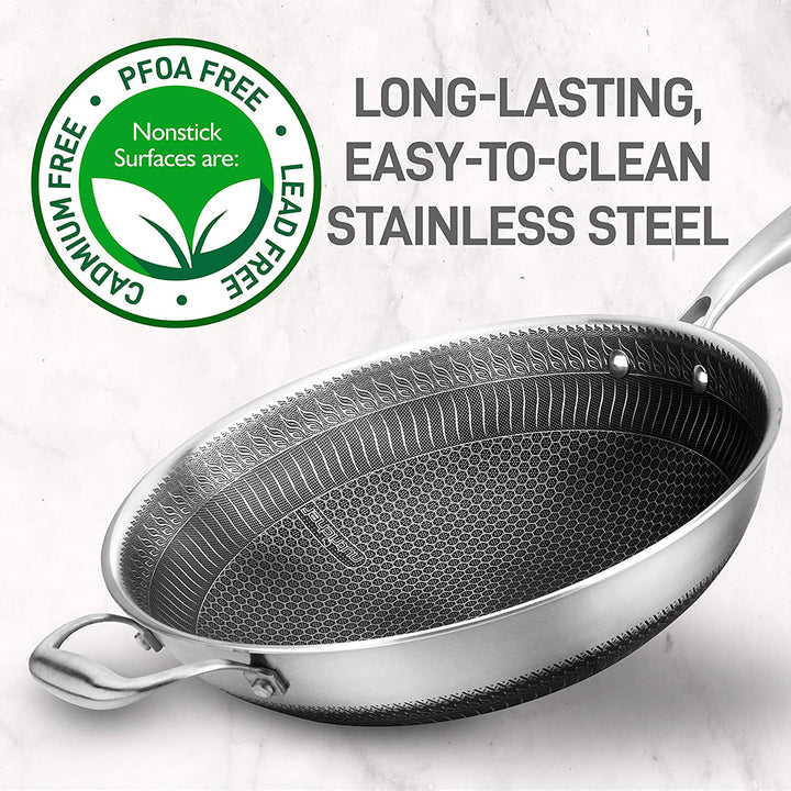 NutriChef 8 Piece Nonstick Stainless Steel Kitchen Cookware Pan Set with Lids - VMInnovations