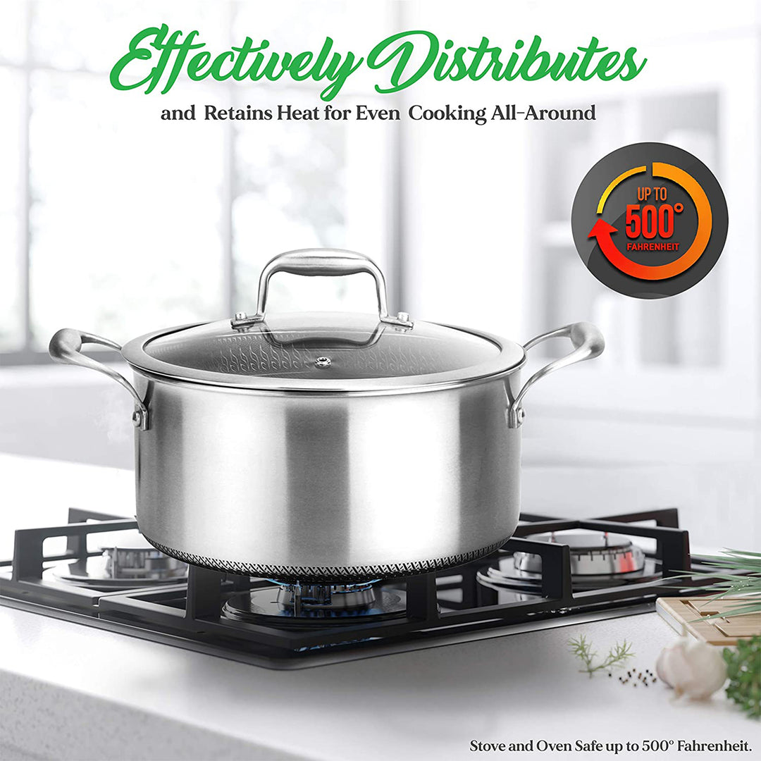 NutriChef 8 Piece Nonstick Stainless Steel Kitchen Cookware Pan Set with Lids - VMInnovations