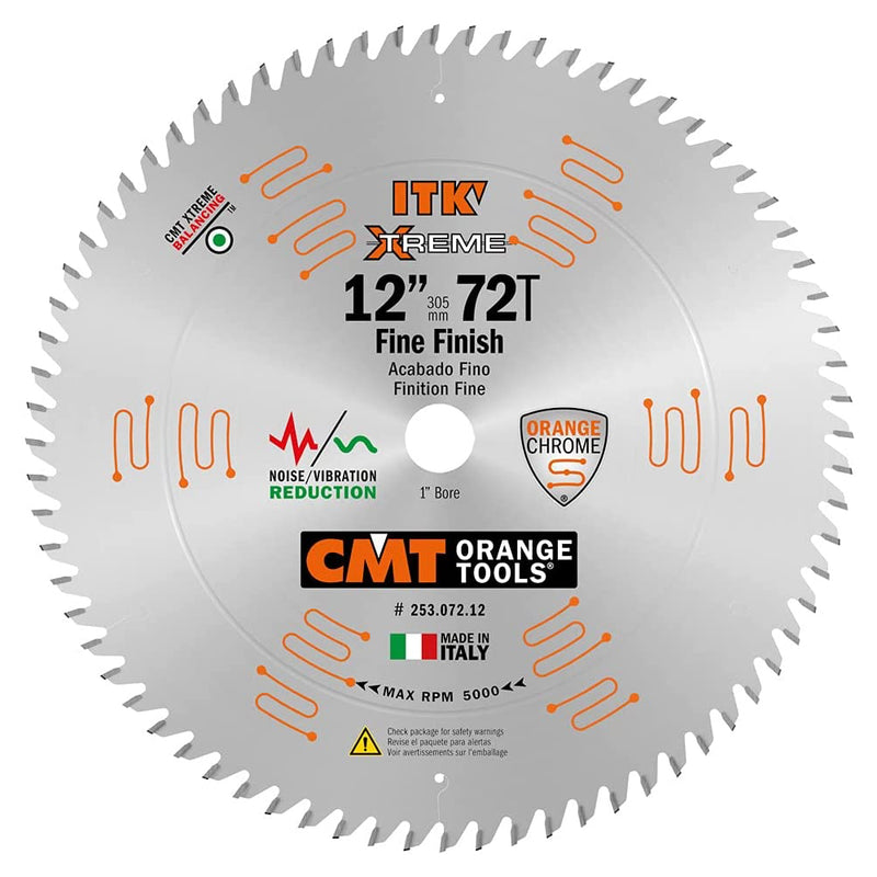 CMT USA 253.072.12 ITK Xtreme 12 In 72 Tooth Sliding Fine Finish Miter Saw Blade
