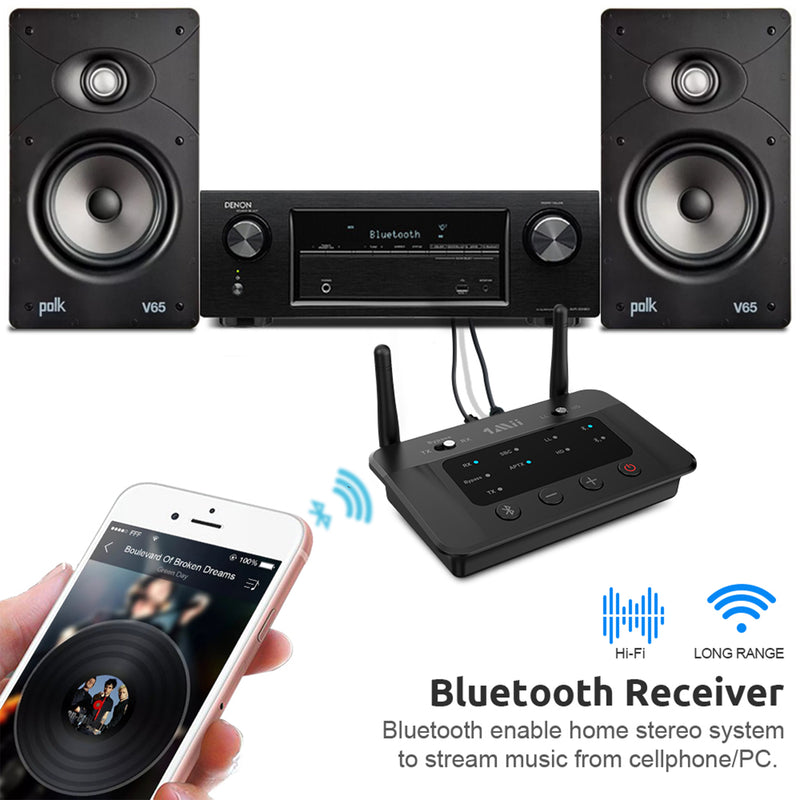 1Mii B03 Long Range Bluetooth 5.0 Receiver for TV and Home Stereo (Open Box)