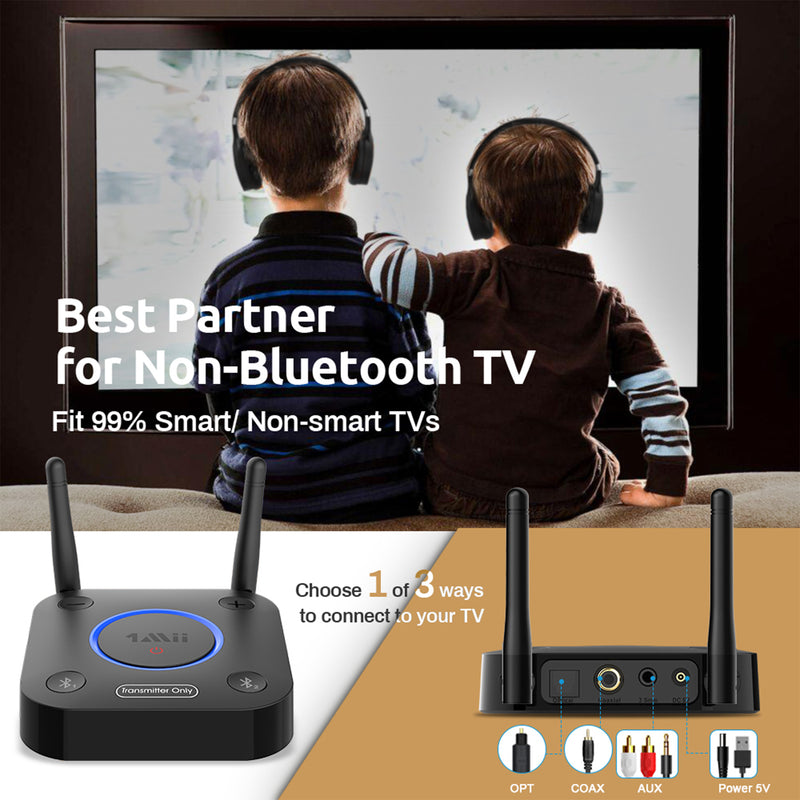 1Mii B06TX Bluetooth 5.0 Transmitter for TV to Wireless Headphones (Open Box)