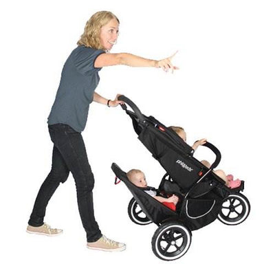 Phil & Teds Classic Inline Baby Stroller with Double Kit Seat - Black - Used