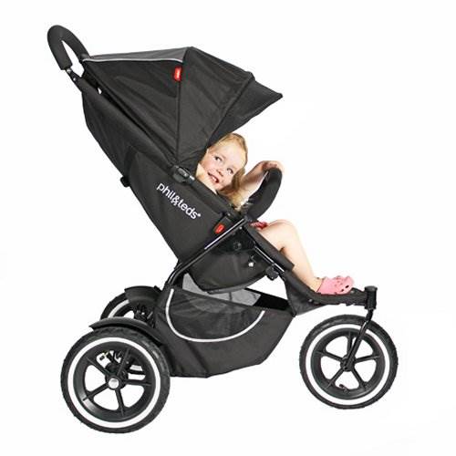 Phil & Teds Classic Inline Baby Stroller with Double Kit Seat - Black - Used