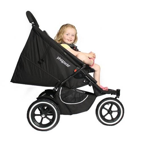 Phil & Teds Classic Inline Baby Stroller with Double Kit Seat - Black - Used